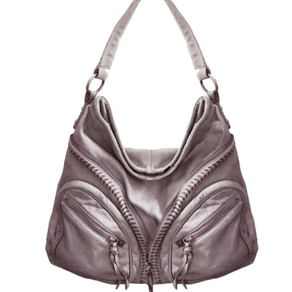 CZ FALCONER Italian Leather Black Hobo Bag Purse